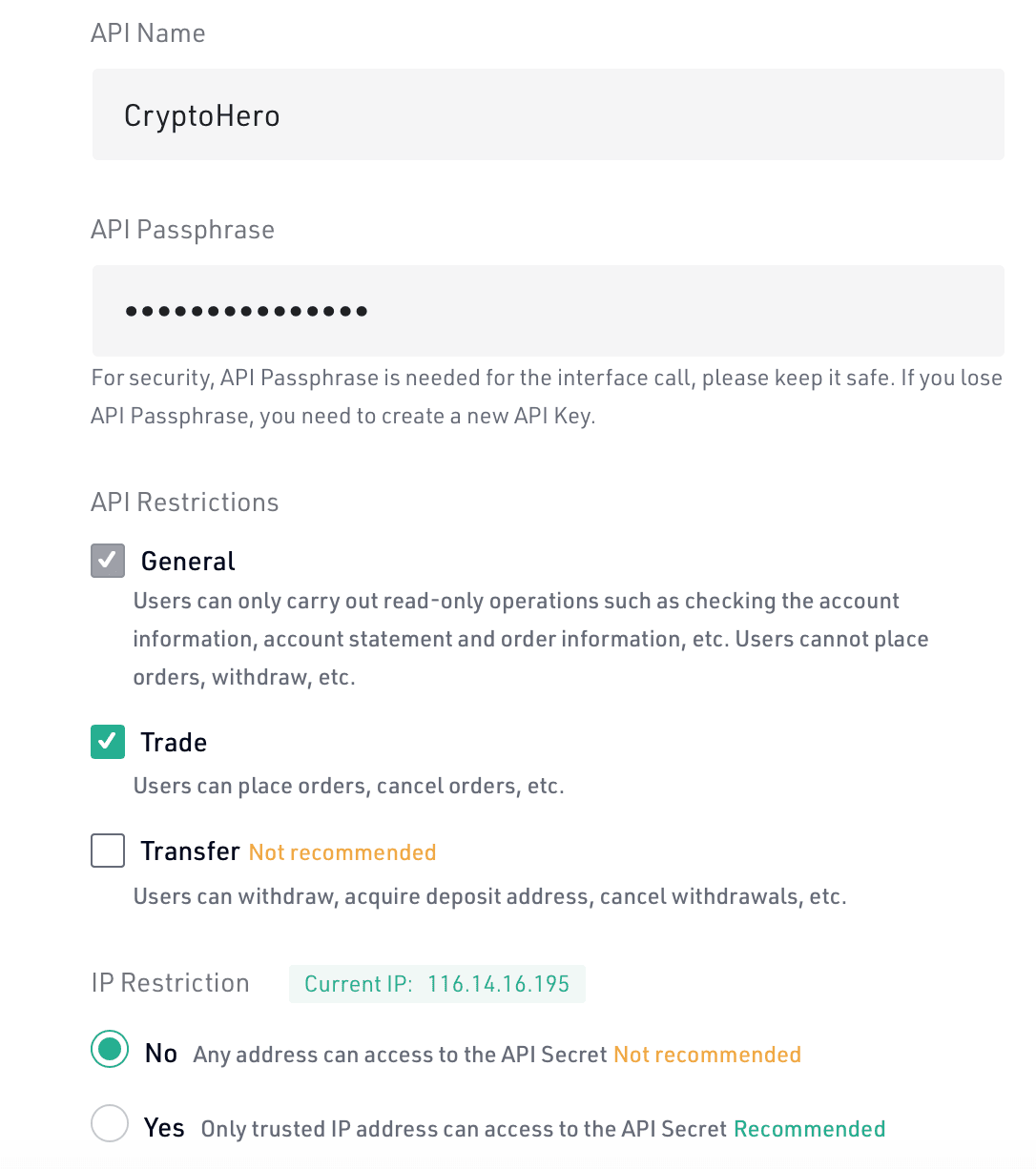 Configure API Key Settings